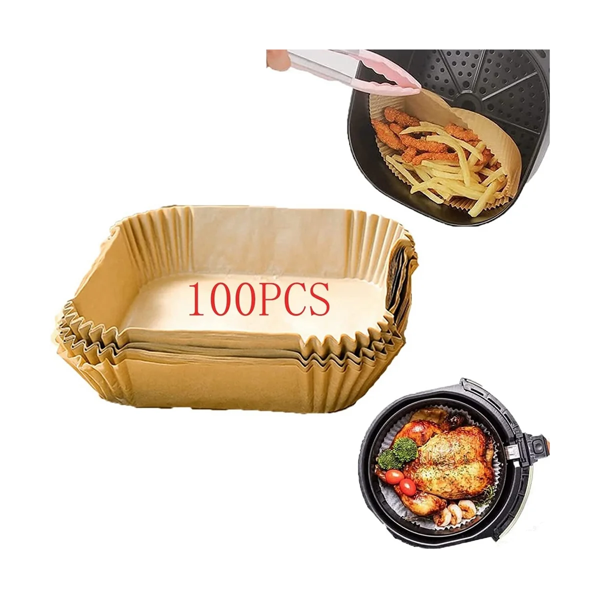 Wholesale Disposable Air Fryer Paper Liners: 100PCS 8 Inch Square