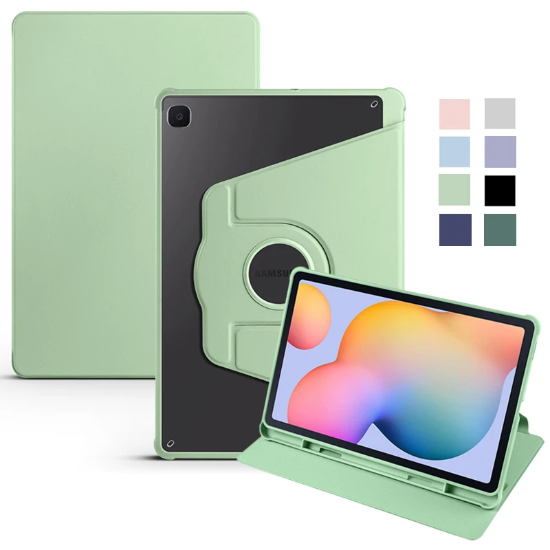 Per Samsung S6 Lite Custodia Per Tablet Con Portapenne 360 Acrilico Rotante Clear Back Tablet Funda Per Galaxy Tab S6 Lite Case 10.4"