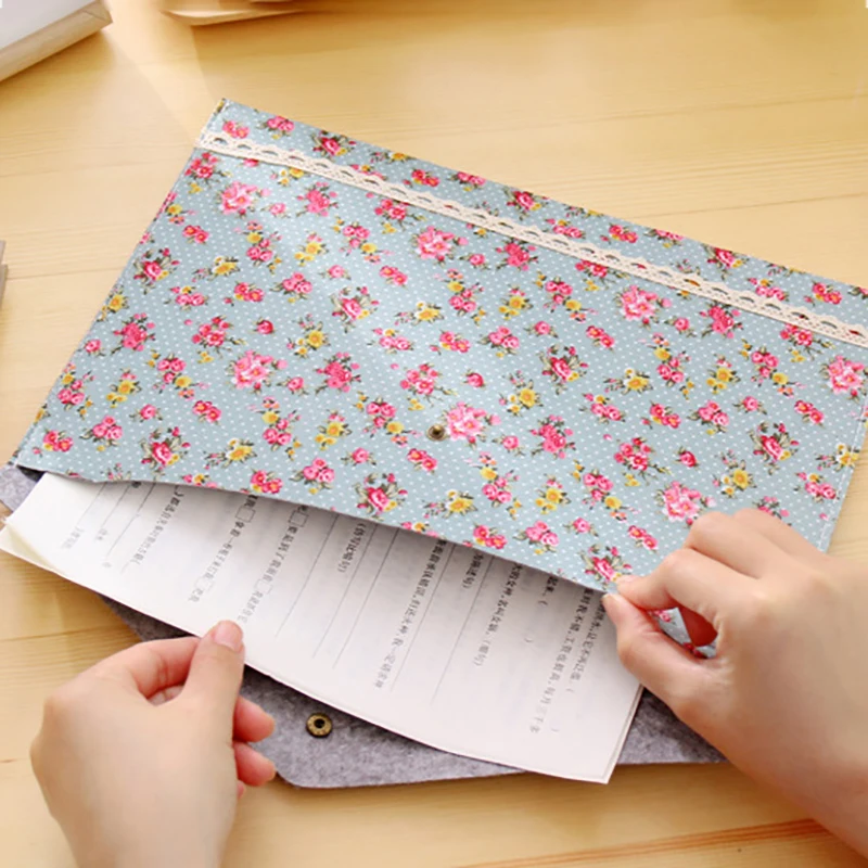 

Floral A4 File Document Bag Pouch Bill Folder Holder Organizer Business Briefcase File Folders Office Stationery Supplies Felt