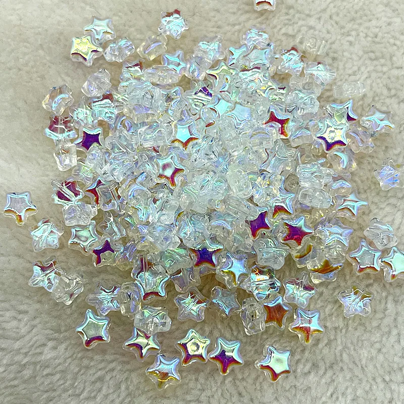 30pcs 8mm Iridescent Star Beads for DIY Jewelry and Crafting