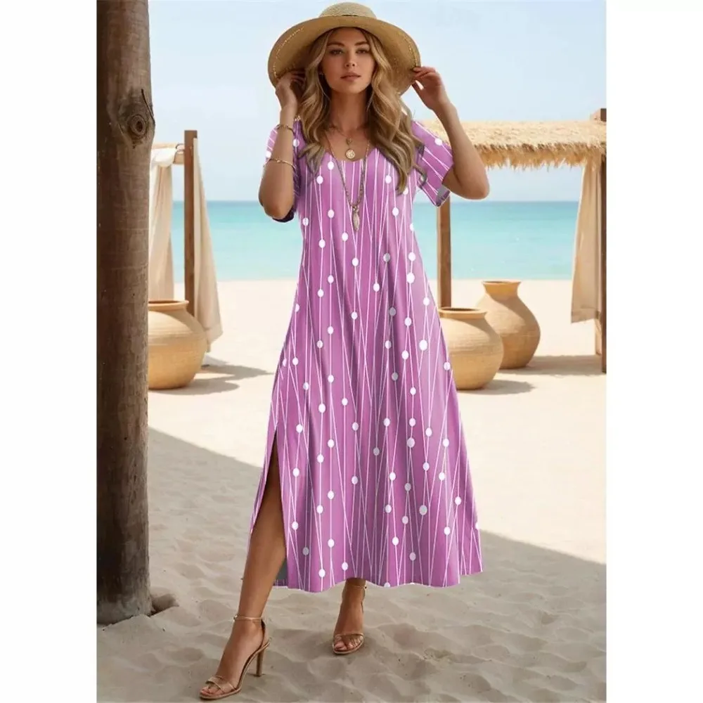 

Summer dress 2024 beach luxury Maxi Dress Polka Dot stylish Party Sundress Elegant Robe Korean Popular Clothes Holiday Vestido