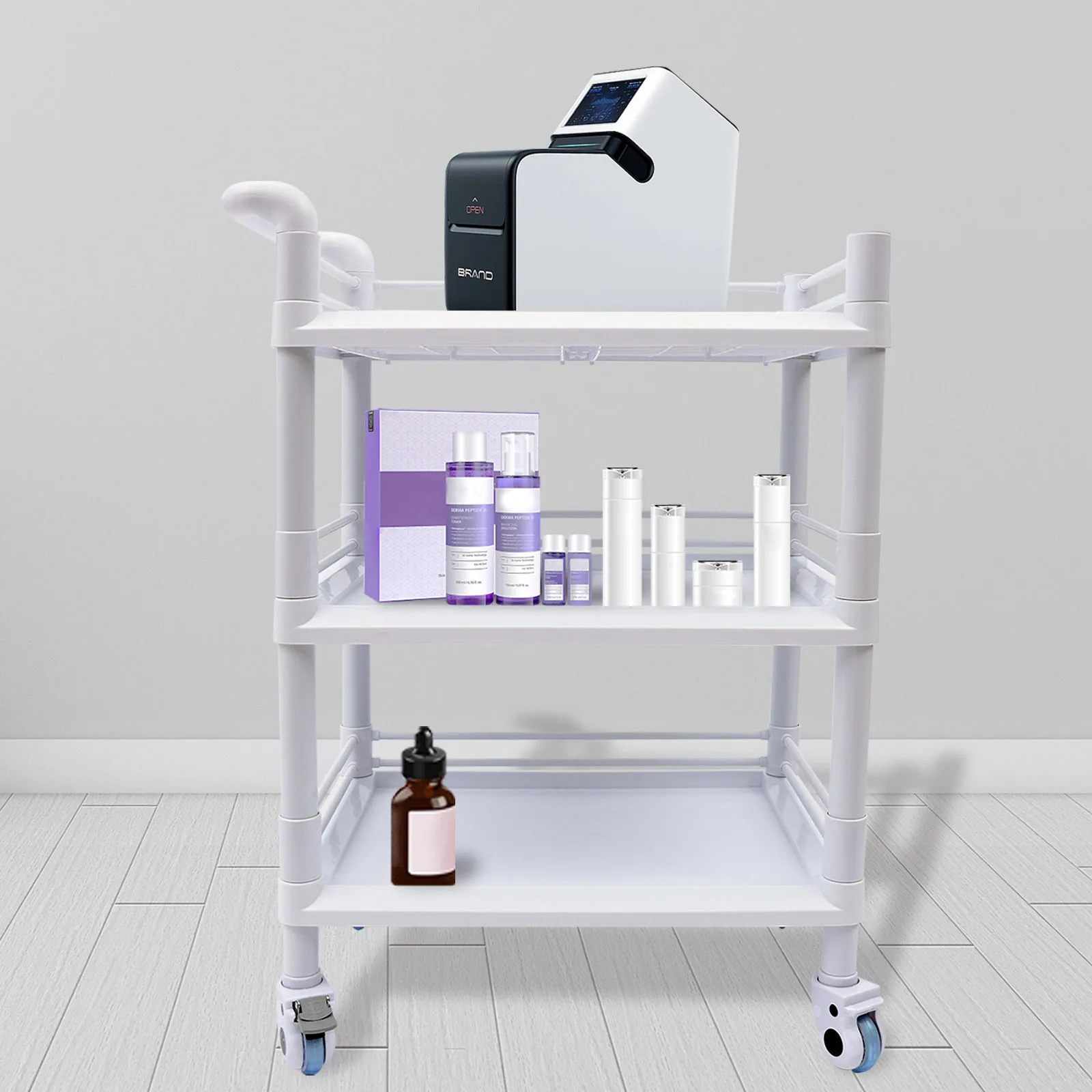 Description Picture 4 of itemStainless Utility Salon Trolley 3 Tier Medical Drawers Storage Tool Salon Trolley Tattoo Cart Auxiliar Salon Furniture