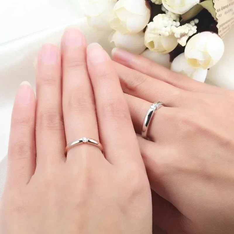 3mm Stainless Steel Ring Women Men Inlay Zirconia Wedding Engagement Ring Valentines Day Gift Female Stackable wedding rings