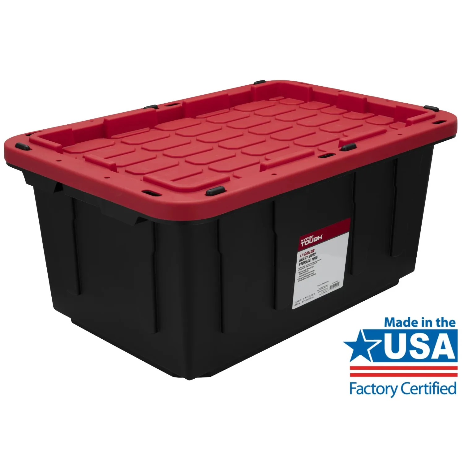17 Gallon Snap Lid Plastic Storage Bin, Black/Red, Set of 4 2