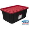 17 Gallon Snap Lid Plastic Storage Bin, Black/Red, Set of 4 2