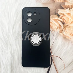 Enhanced Back Ring Holder Bracket Phone Case - Original Shockproof Cover for Doogee Note 59 Pro (Ring Case Black)