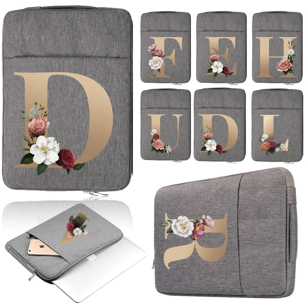 

Carrying Laptop Bag Case for 11 12 13 15 15.6 Inch Macbook Air Pro HP Lenovo Dell Computer Handbag Cover Flower Letters