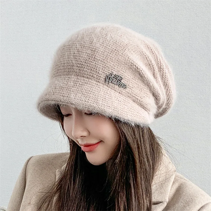 Acheter Chapeau D'hiver Unisexe De Haute Qualité, Casquette Doublée De Fourrure, Bonnet En Laine élégant Pour Hommes Et Femmes, Chapeau Tricoté Chaud Et épais Pour L'extérieur