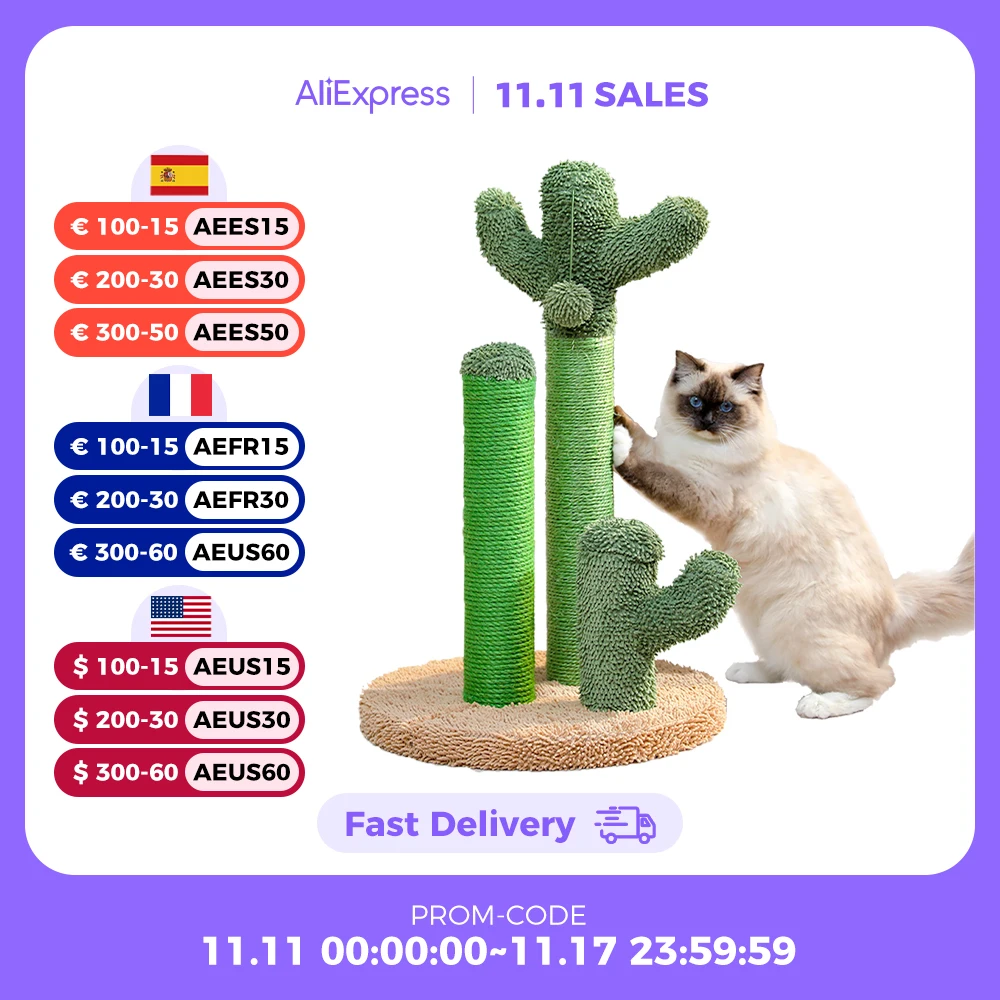 Cute Cactus Cat Tree Toy with Scratching Post
