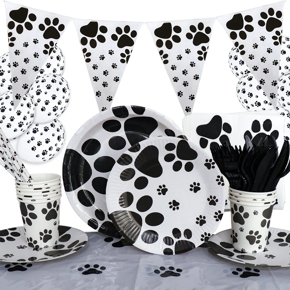 Black Puppy Paw Themed Birthday Party Decorations Dog Paw Party