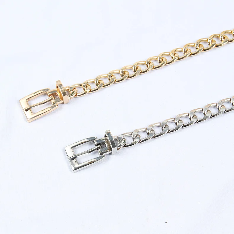 New Fashion Gold / Silver Hundred Match Decorative Metal Belt Fashion Simple Designer Woman Chain Belt Skirt Belt
