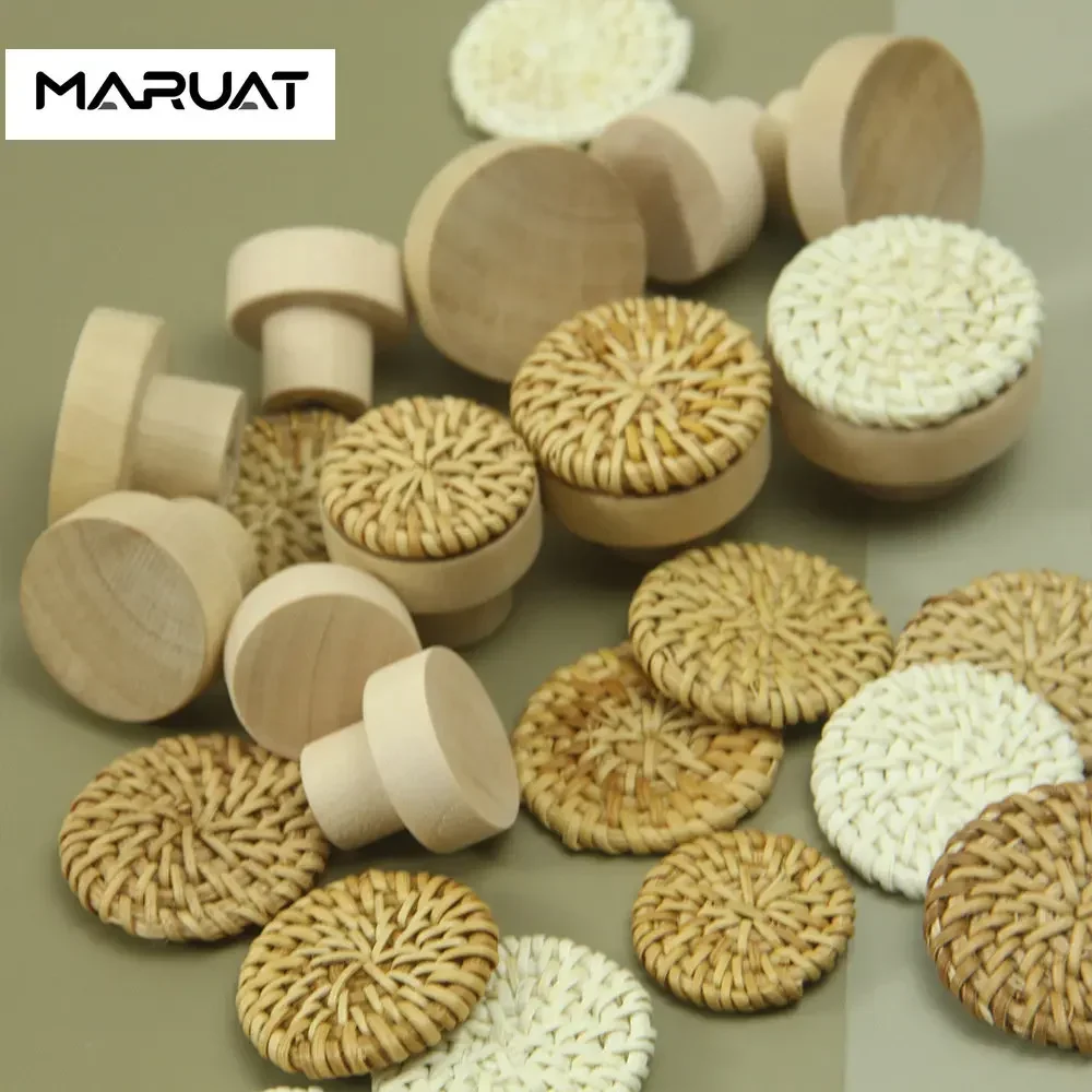 Wooden Handles Beech Rattan Drawer Knobs Wardrobe Furniture Handle Kitchen Cupboard Door Handle Dresser Pulls Furniture Hardware furniture handles,kitchen door handles