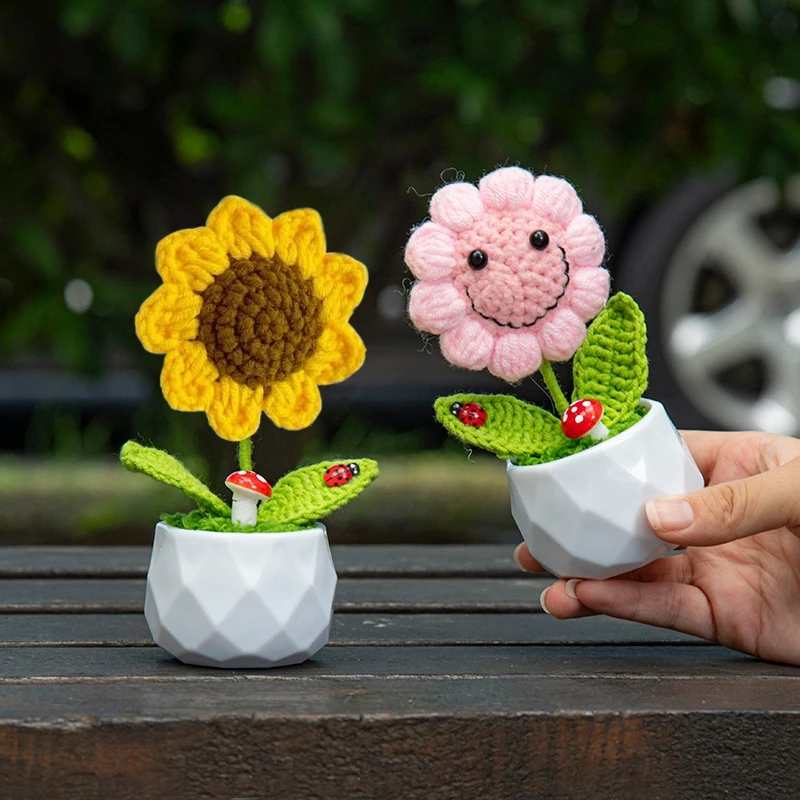 Sunflower Crochet Artistry: Handcrafted Artificial Flowers for Elegant Decor & Gifts