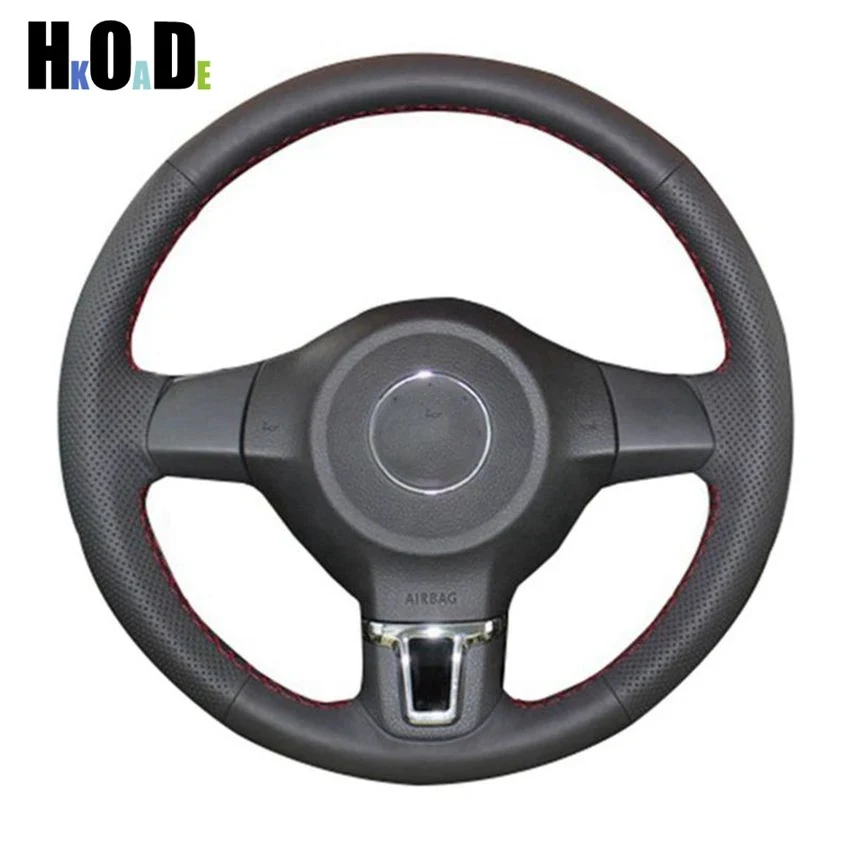 Steering Wheel Cover Hand-stitched Artificial Leather Car Steering Wheel Cover Volkswagen Golf 6 Mk6 VW Polo MK5 2010 2011 2012 2013