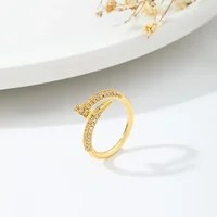 Women Adjustable Nail Ring Korean Fashion Punk Cubic Zirconia Ring Daily Simple Jewelry 2