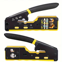Professional Ethernet Cable Crimping Tool Kit with Ratchet Mechanism (Yellow)