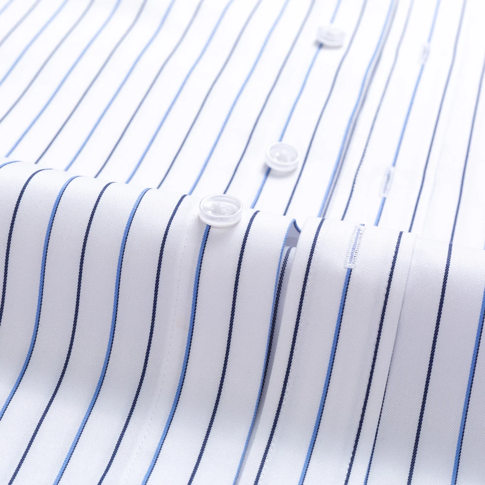 Men's Classic Long Sleeve Non-Iron Striped Dress Shirts Removable Collar Stays Formal Business Regular Fit Pure Cotton Shirt dress shirts 821057