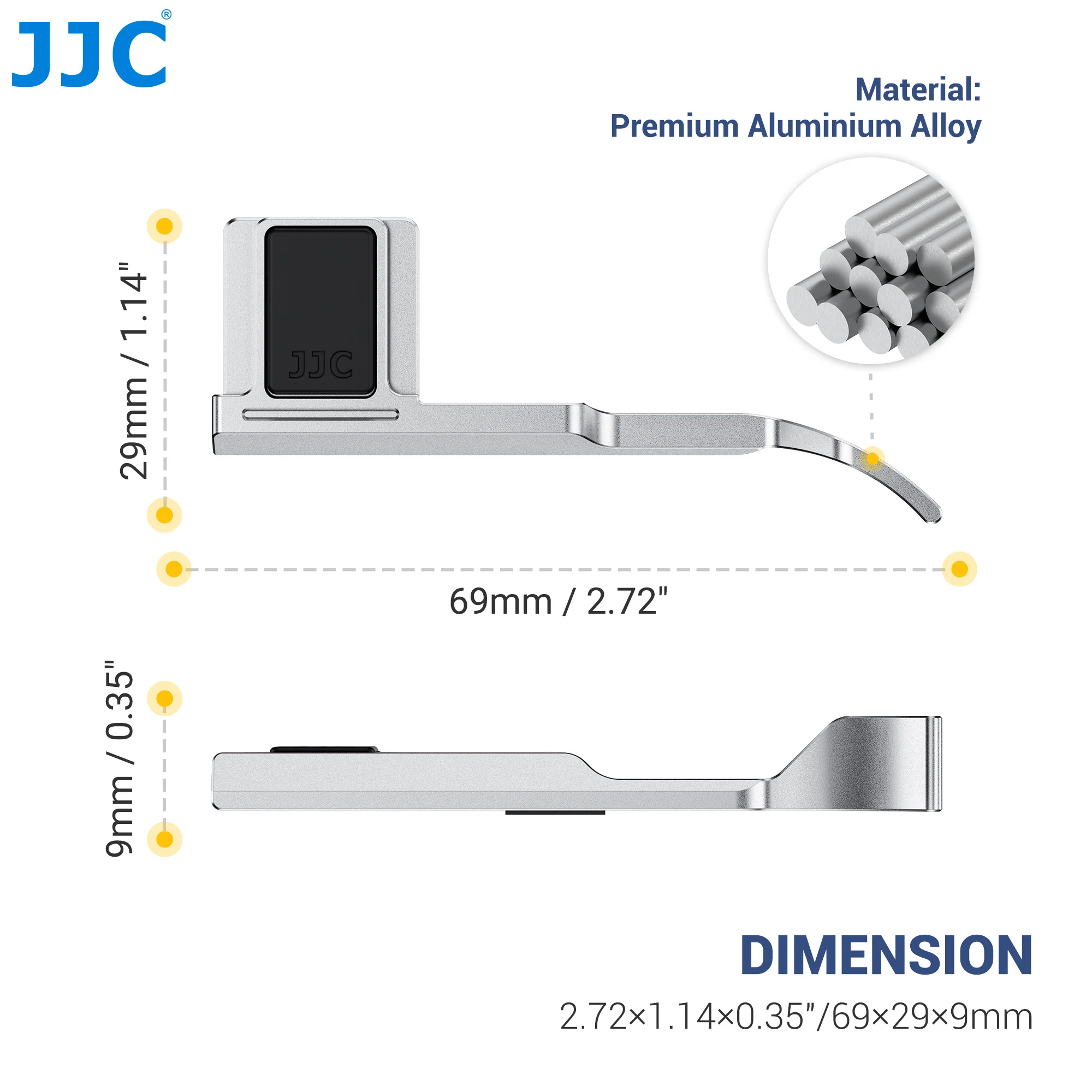 JJC 메탈 썸 업 핫 슈 커버, FUJIFILM X-M5 Fuji X-M5 핫 슈 썸 지지대, 편안한 안전 홀드 블랙 실버