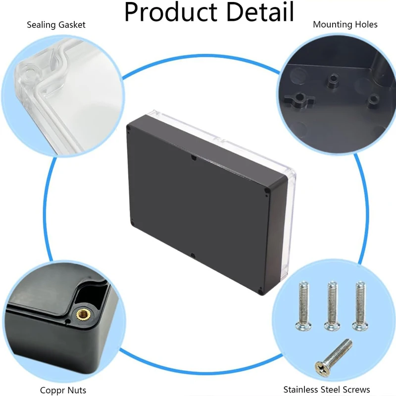 Electrical Junction Box Clear Cover Waterproof ABS Plastic With Transparent Lid