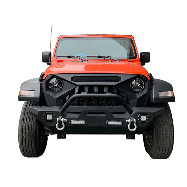 YZONA para JL JLU Parachoques delanteros y traseros Compatible con Jeep Wrangler JL JLU Unlimited 2/4 puertas 2018-2026, para todo terreno con luces LED, placa de winchi, barra de toro, anillos YZONA para JL JLU Parachoques delanteros y traseros Compatible con Jeep Wrangler JL JLU Unlimited 2/4 puertas 2018-2026, para todo terreno con luces LED, placa de winchi, barra de toro, anillos
