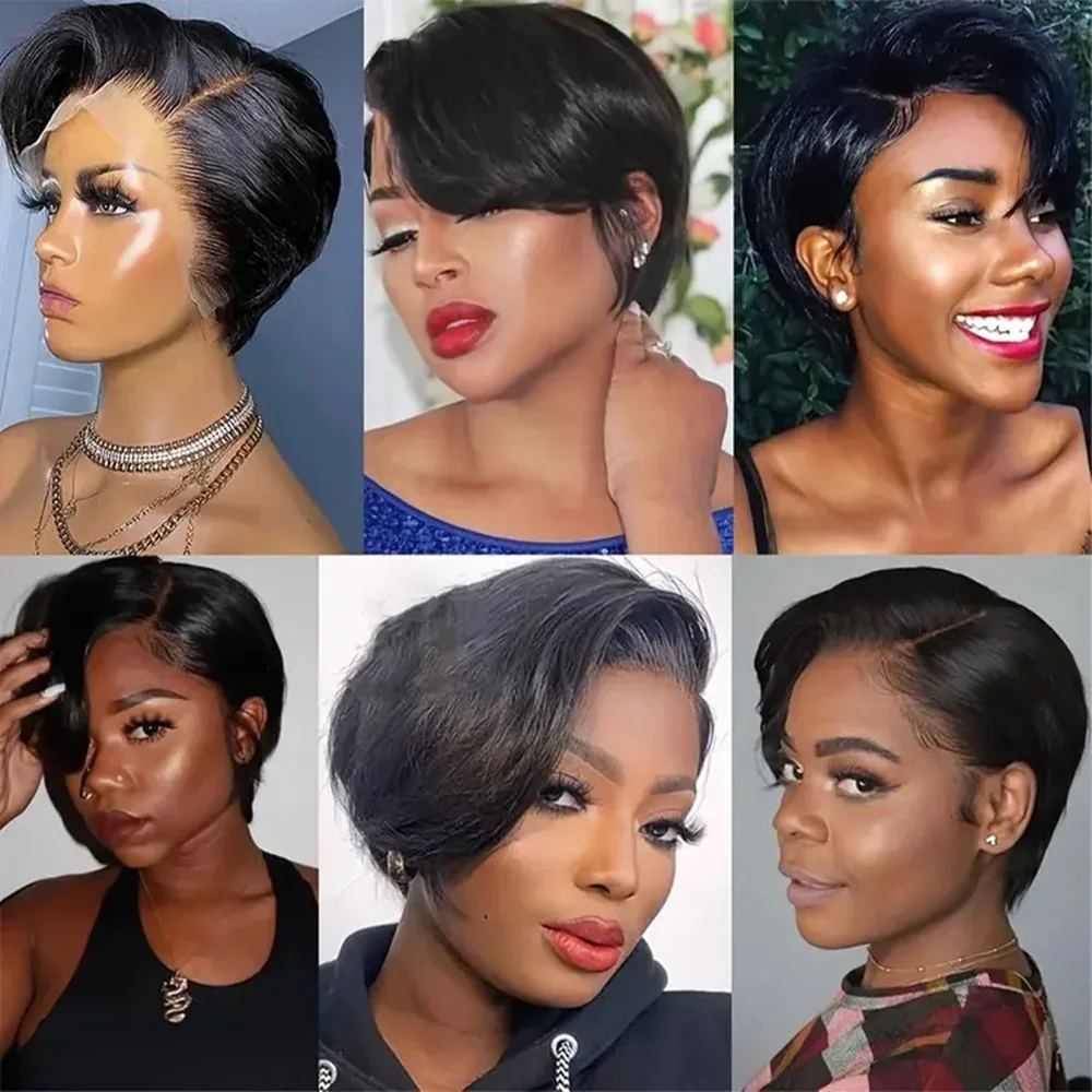 6inch Short Pixie Cut Bob Wig Lace Front Wigs 13×4 Brazilian Hair Wigs 150% Density Human Hair Wigs Pre Plucked for Black Women