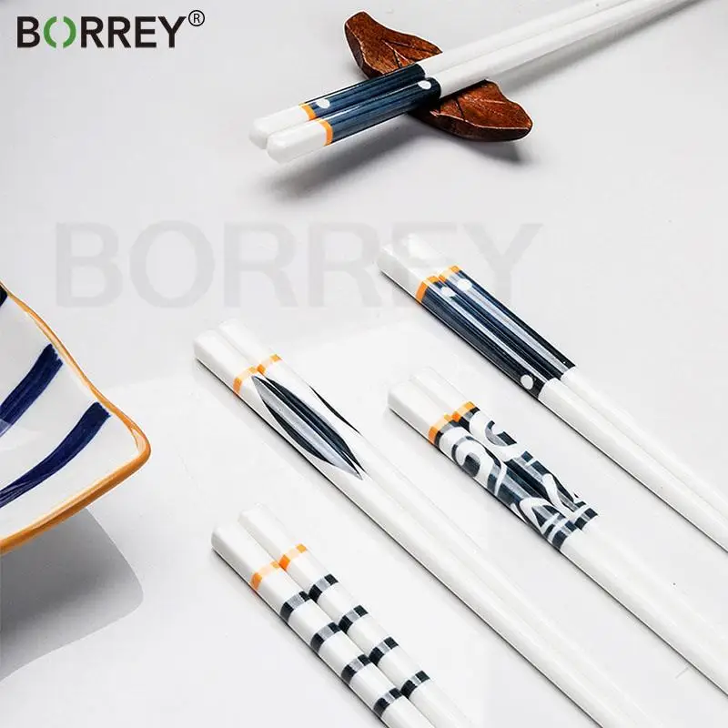 

BORREY 6 Pairs/Set Bone China Mildew Proof Chopsticks Chinese Food Chop High Temperature Hashi Sticks For Sushi Chopsticks Gift