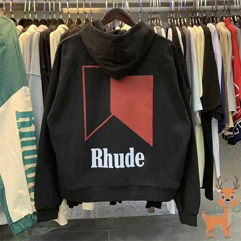 

High Street Loose Cotton Hoodie Letter Print Cotton Hooded Pullover Casual Versatile Pocket Pullover for Men and Women