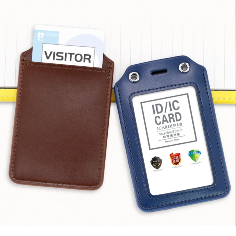  ELV Badge Holder with Zipper, PU Leather ID Badge