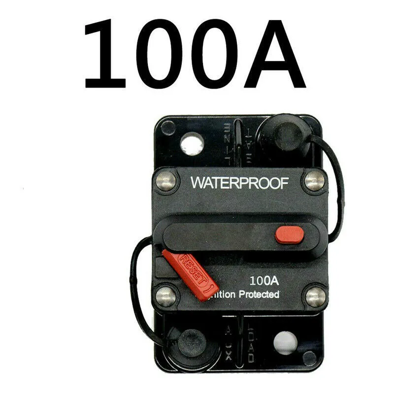 50A Keenso 12V-24V 50A 60A 80A 100A Circuit Breaker Reset Fuseholder Car Boat Fuse Holder Waterproof for System Protection 