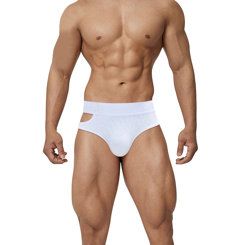 New side hollowed-out briefs sexy sports cotton breathable exfoliated pouch briefs