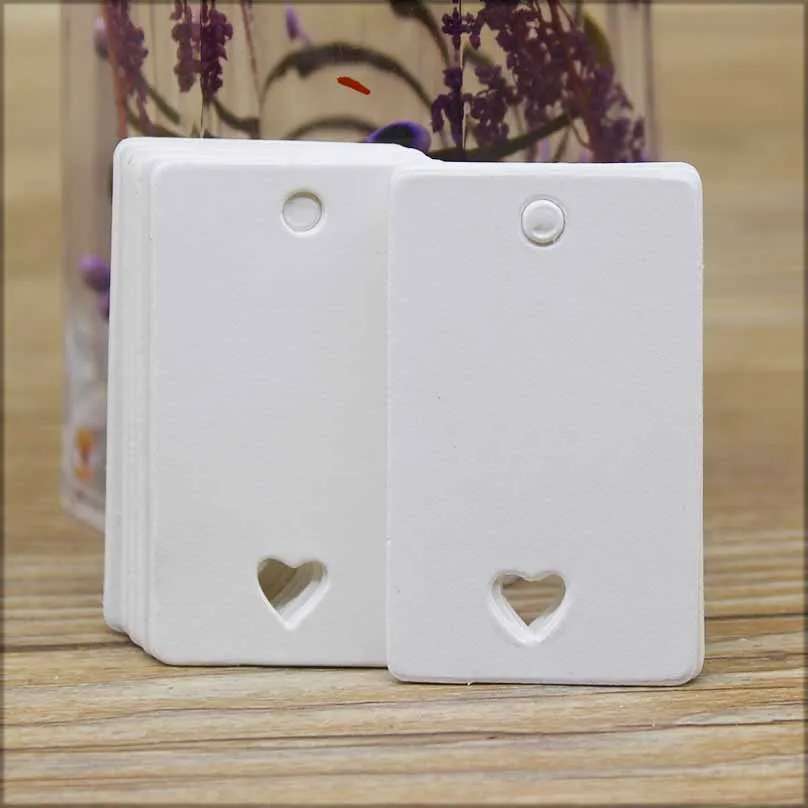 100pcs+100 hemp string 5*3cm new style retangular black /Kraft Paper Blank Card Hand Draw Gift Label Tags Heart Hollow