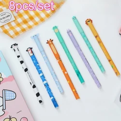 Set of 8 Cute Animal - Shaped Erasable Gel Pens with Fine Tips for Note - Taking and Writing (8pcs)