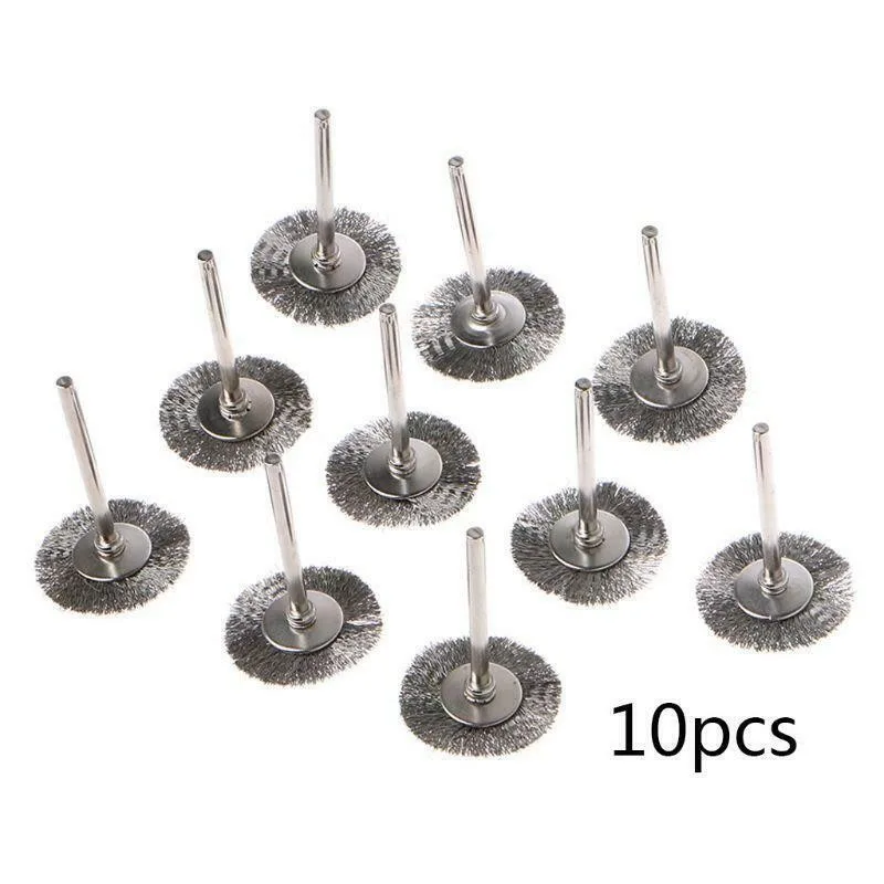 

10pcs/set 22mm T-Shaped Stainless Steel Wire Wheel Brush Dremel Rotary Tool For Mini Drill Dremel Polishing Dremel Accessories