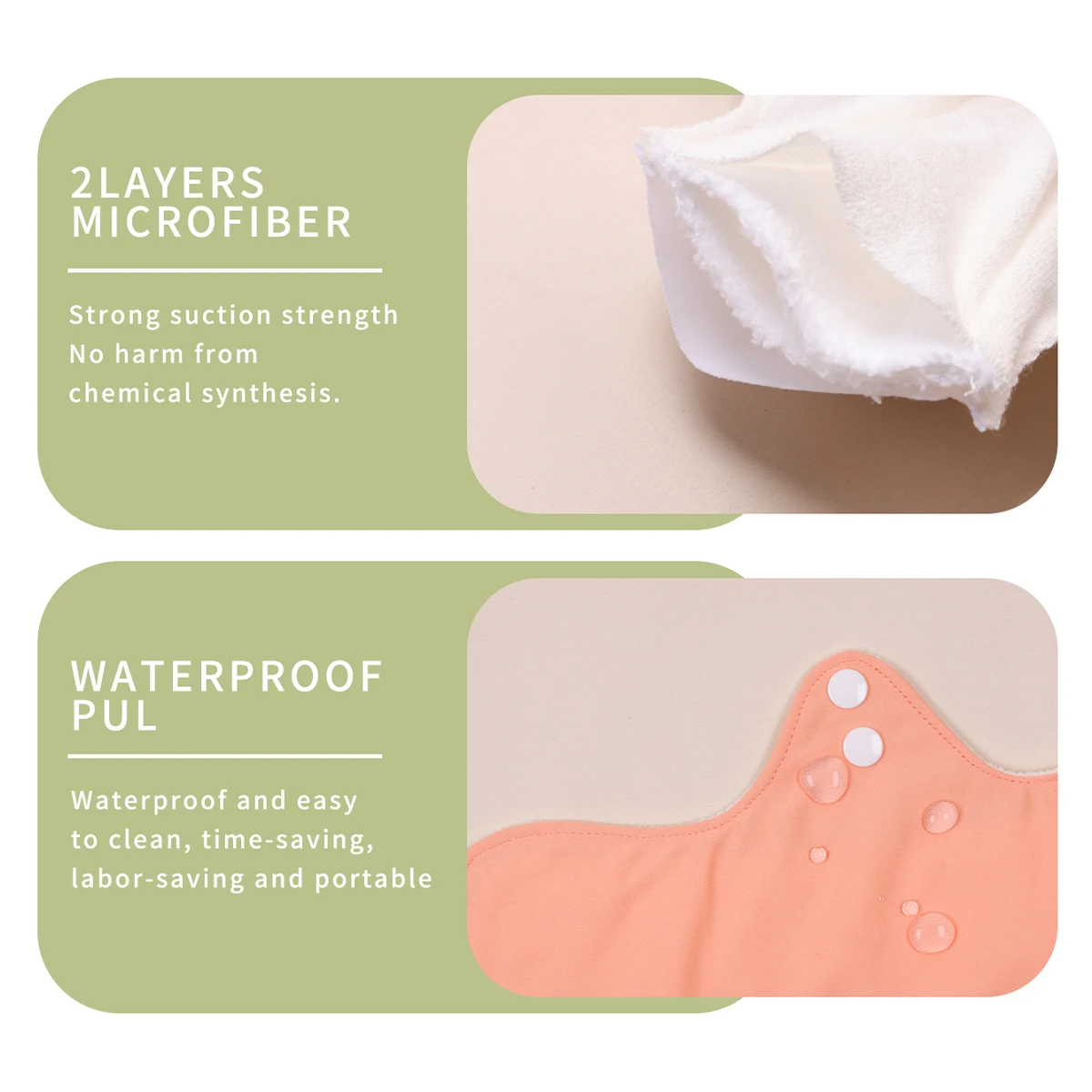 10Pcs/Set Large Women Reusable Menstural Pads for Monthly Thick Washable Sanitary Napkins Highly Absorbent Washable Heavy Pads