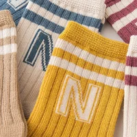 Baby Casual White Stitch Floor Tube Stockings Korean Kids Knit Soft Fashion Letter Knee High Long Socks for Infant Boys Girls 6