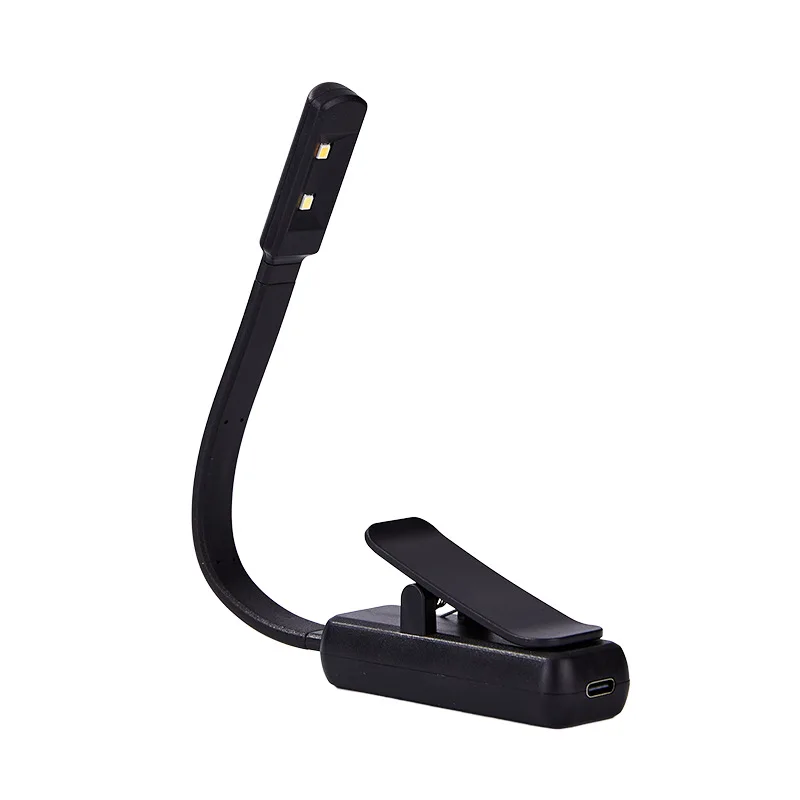 Portable Rechargeable LED Book Light with Clamps for Camping, Travel, and Study