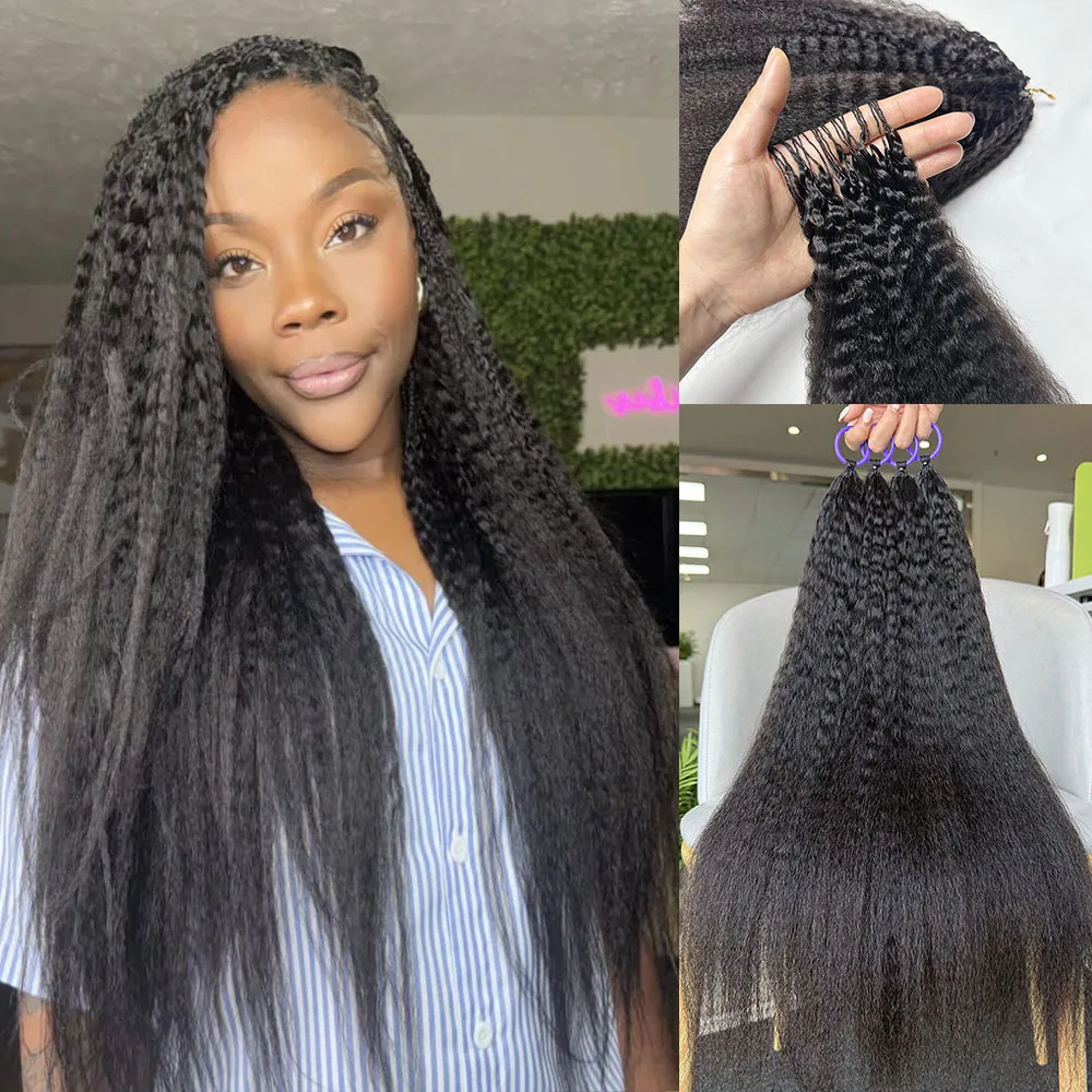 Kinky Straight Miracle Knots Crochet Human Hair Feathered Human Crochet Hair For Braiding Boho Braids 100% Human Hair Extensions 1