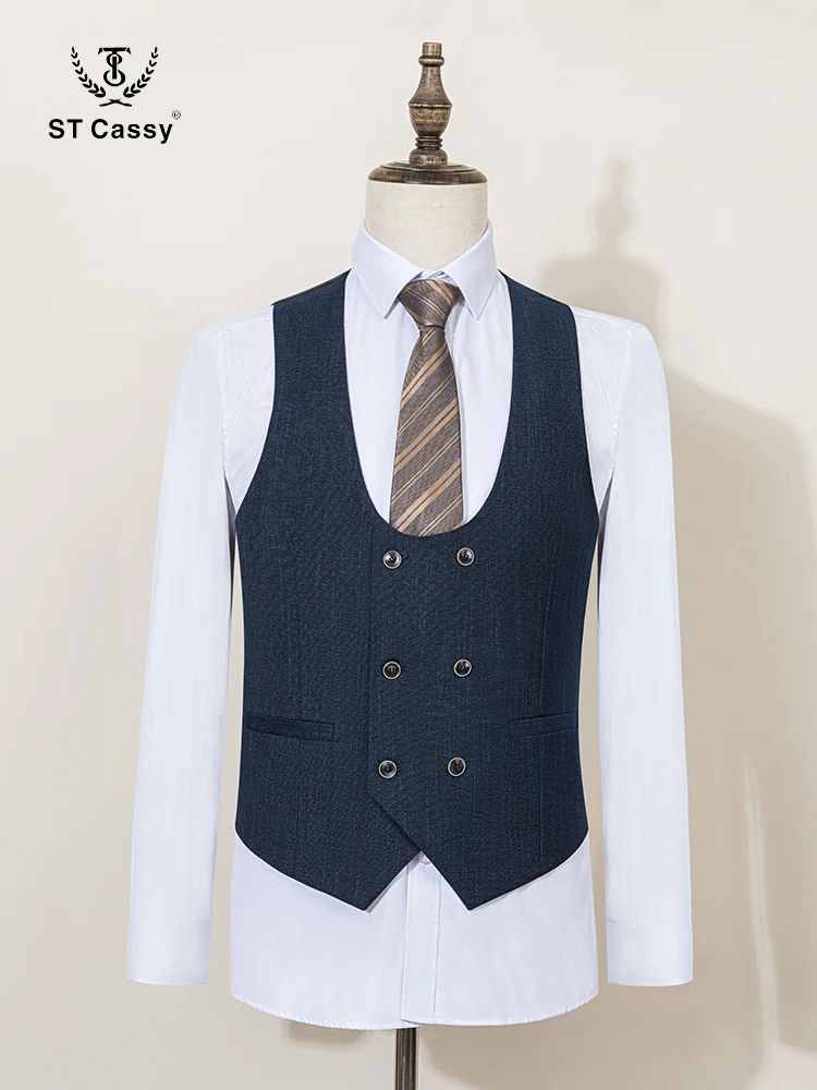 Formal Business Men's Suits Single Breasted Solid Color Slim Fit Suit wedding three-piece For ST Cassy High-end Brand