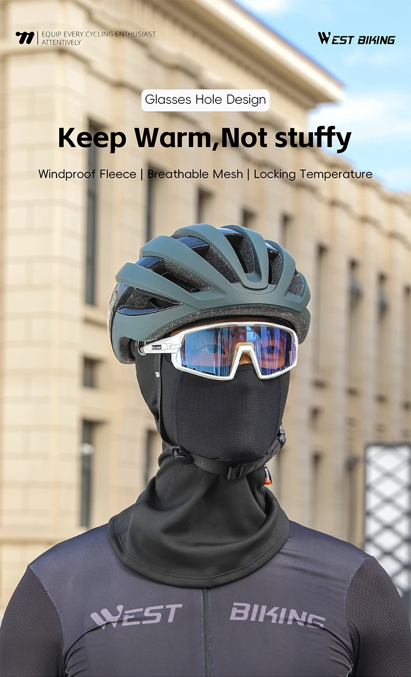 WEST BIKING Winter Warme Fleece Winddichte Sturmhaube Sport Atmungsaktive Gesichtsmaske für Männer und Frauen zum Radfahren Motorradfahren Skifahren Laufen – Detail 1