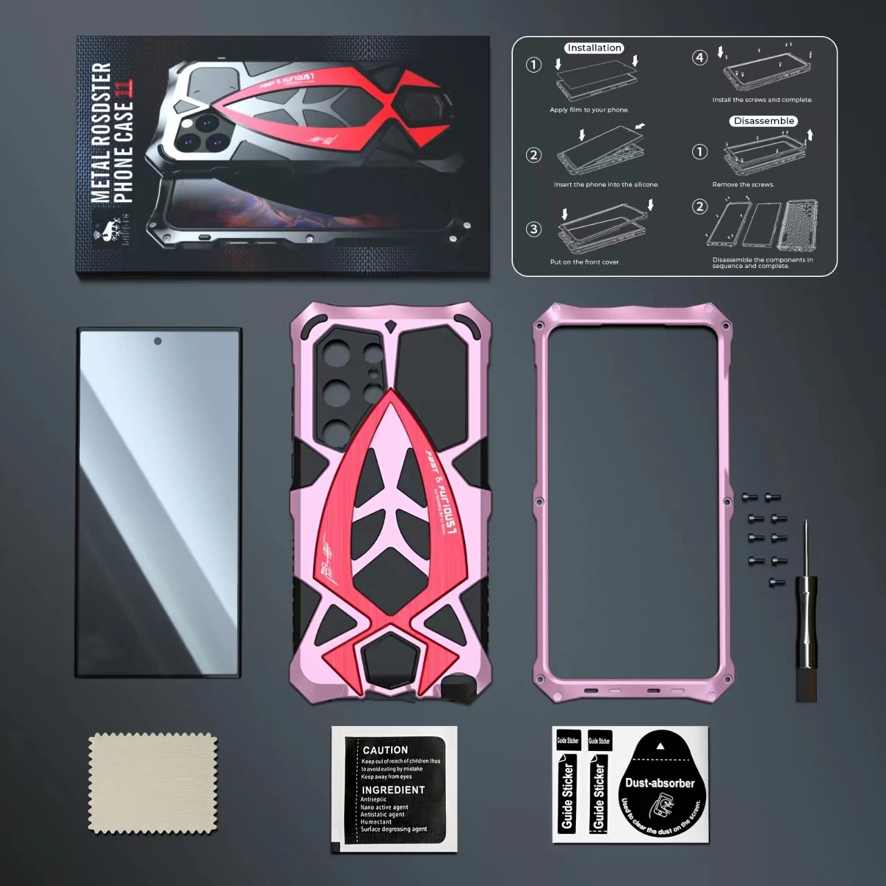

For Samsung Galaxy S24 Ultra Metal Military Anti Drop Phone Case Three Proof Metal Silicone Anti Shock Protective Phone Cover