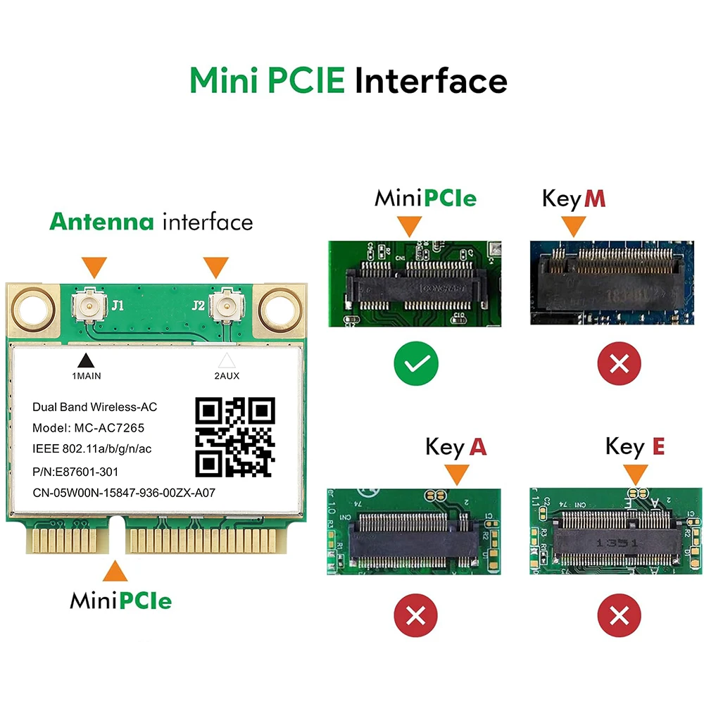 Wifi 5 AC7265 1200Mbps BT4.2 802.11ac Wifi 카드 무선 미니 PCI-E 네트워크 어댑터 7265 듀얼 밴드 2.4Ghz5Ghz 노트북