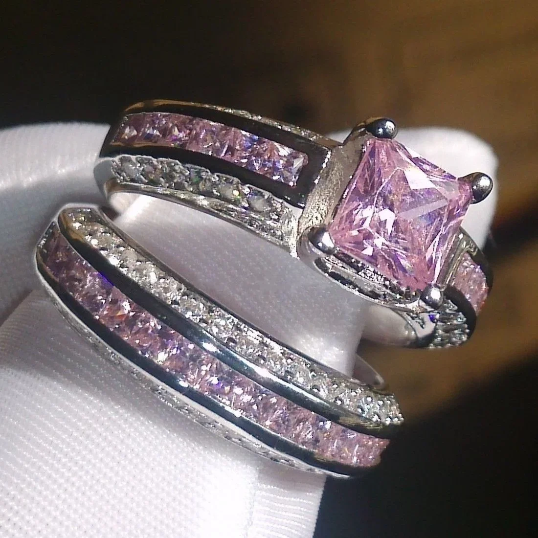 Rings Alloy Vintage Rings Set Princess Crystal Jewelry For Women