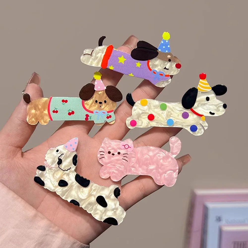 Cartoon Cute Puppy Headwear kitty Hair Clip Acrylic Christmas Hairpins Sweet Animal Bangs Clip For Girls Hair Accessories 2
