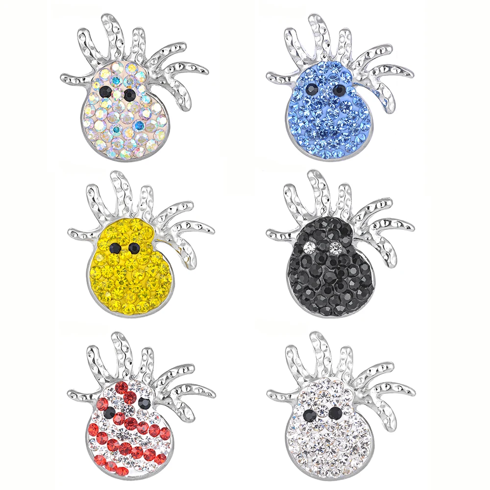 

10PCS/Lot Vocheng Ginger Snap Octopus Clay Button with Rhinestone Charm Button DIY 6 Colors 18mm Interchangeable Jewelry Vn-1615