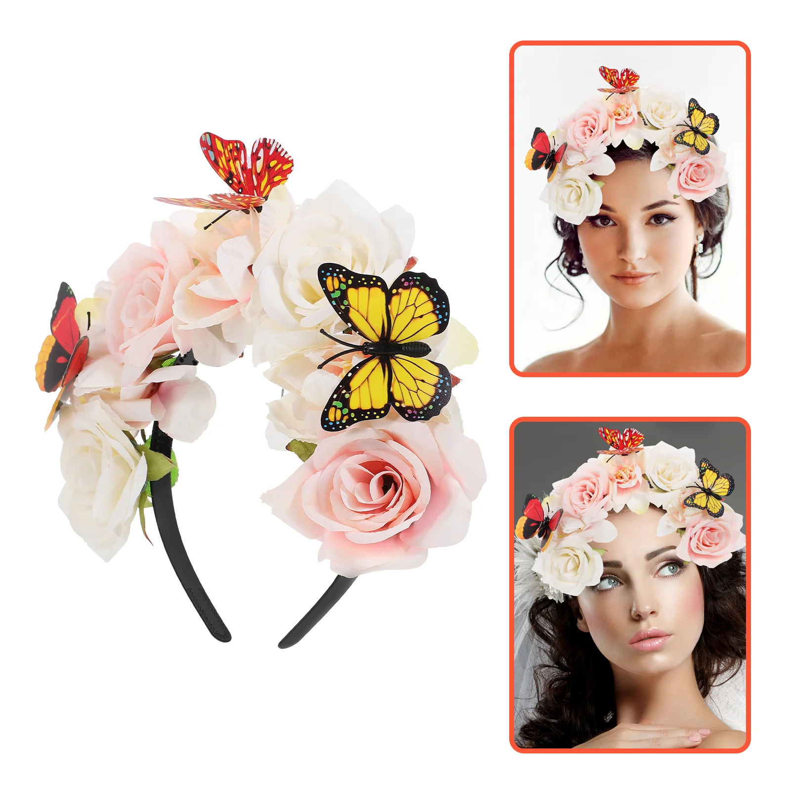 

Flower Butterfly Headdress Wedding Headband Halloween Headbands Headgear Tea Party Hair Accessories for Women Fabric Headpiece