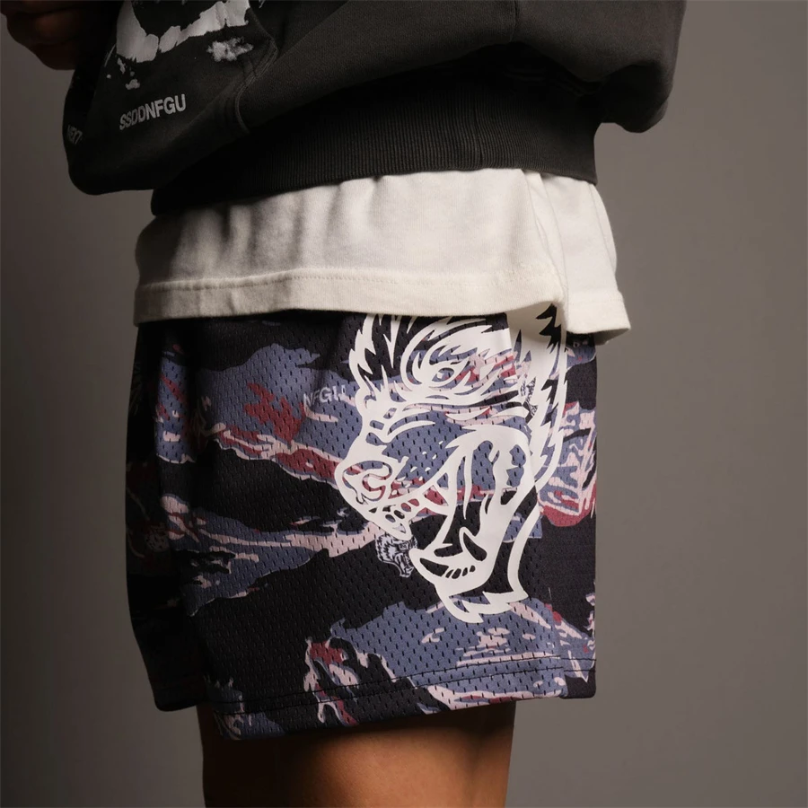 Summer Men Shorts Darc Wolves Gym Mesh Breathable Shorts Mens Fitness Running Training Short Pant Quick-Drying Workout Shorts