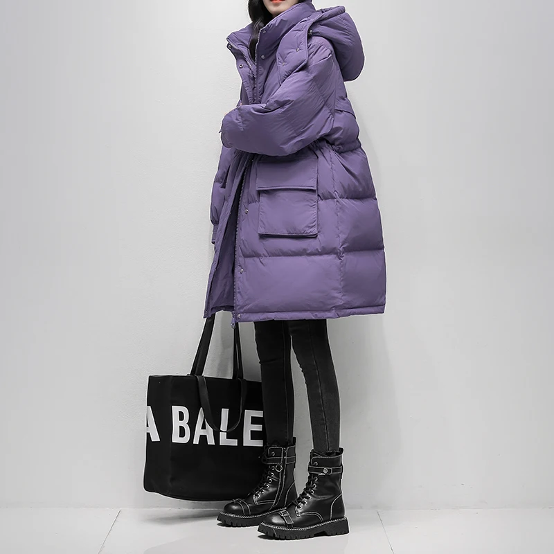 

2023 New Autumn Winter Ultra Light White Duck Down Coat Women Warm Hooded Thick Warm Down Jacket Female Loose Parkas A105
