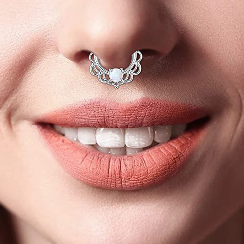 Septum Rings Hoop Nose Ring Horseshoe Stainless Steel Cartilage Earrings Hoop Helix Tragus Septum Piercing Jewerly 1Pcs