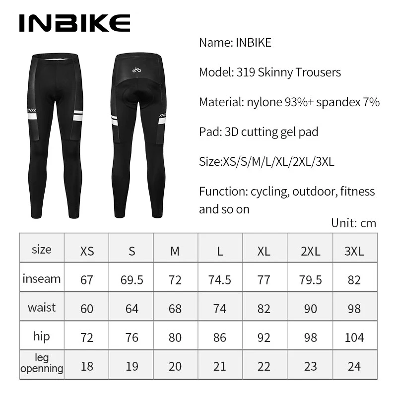 INBIKE Men's Cycling Pants Padded Bike Riding Tights Pants MTB Bicycle Downhill Leggings Trousers Clothing cycling pants