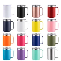 Home Office Use Large Tea Coffee Mugs Vacuum Flask Double Wall Stainless Steel  Water Cups 16oz 24oz 2